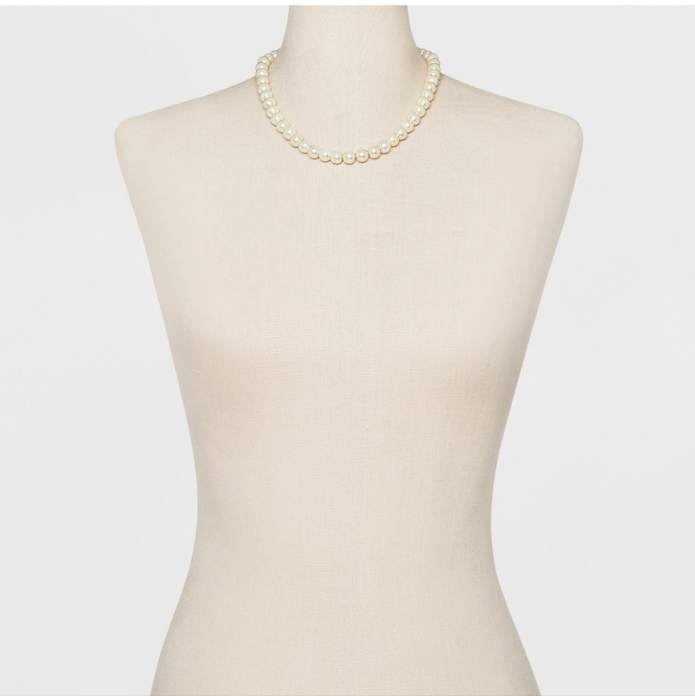 New!Elegant Short Faux Pearl Classic Glass Plastic Bead Necklace Y2K Cottagecore